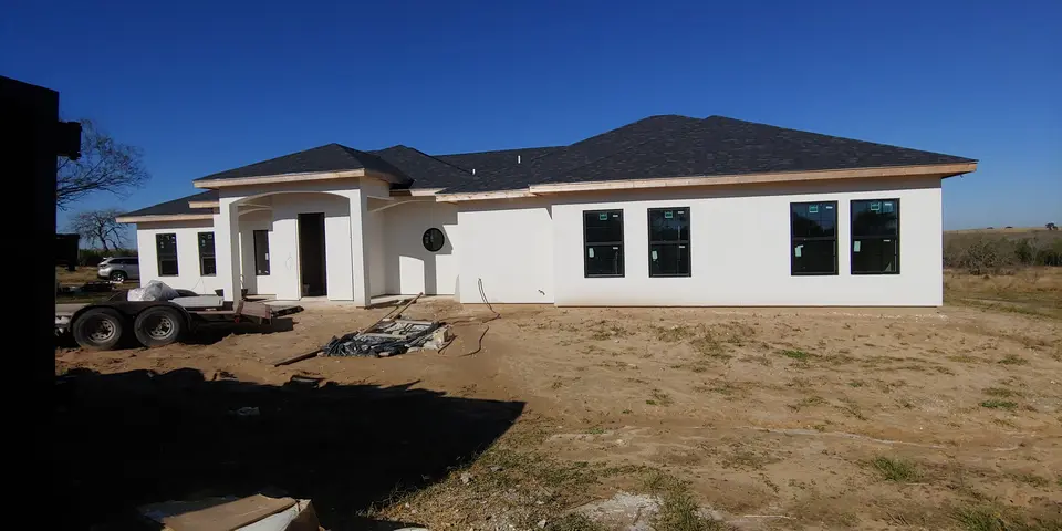 Modern stucco exterior near completion